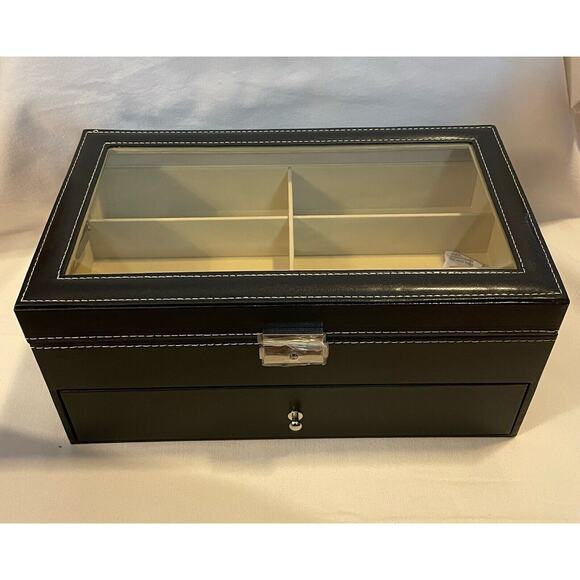 Unbranded Other - Faux Leather 12 Piece Eyeglasses Storage and Sunglasses Display Drawer Lockable